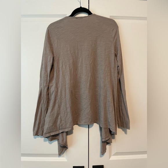 Mododoc Open Front Cotton Cardigan Sweater Sz Medium in Neutral Khaki - Picture 7 of 8